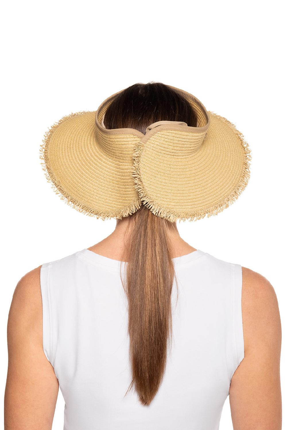 Coolibar Women's Frayed Coolibar Rolled Packable Braid Visor | Natural