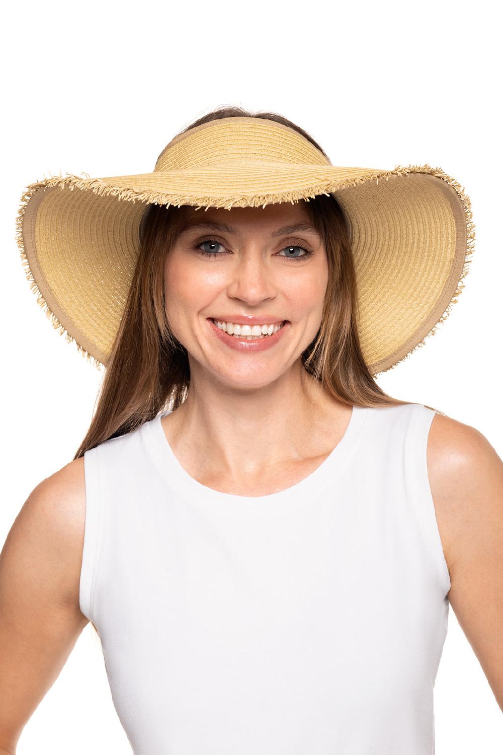 coolibar Women's Frayed Coolibar Rolled Packable Braid Visor | Natural
