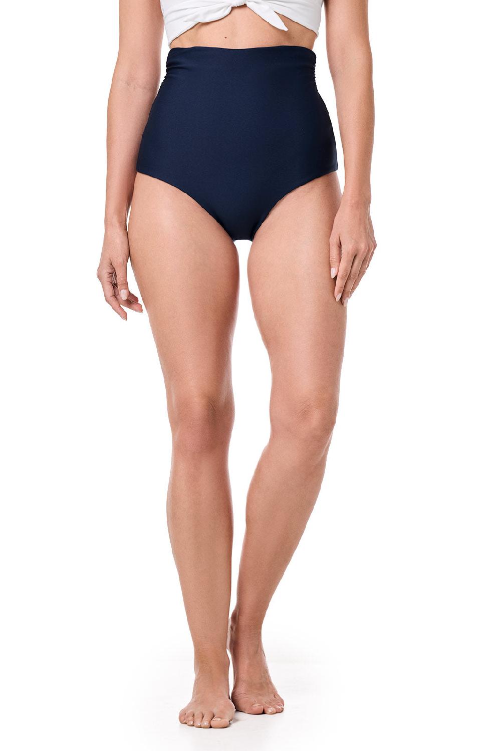 Coolibar Women's Golden Isles Ultra High Rise Swim Bottom | Navy