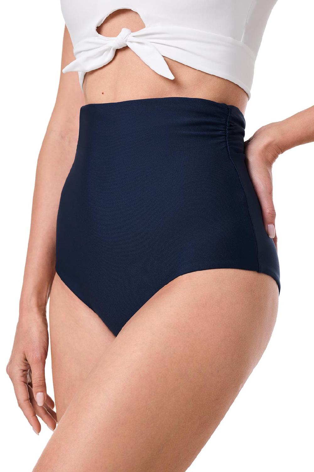 Coolibar Women's Golden Isles Ultra High Rise Swim Bottom | Navy