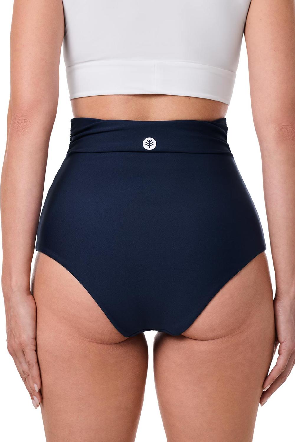 Coolibar Women's Golden Isles Ultra High Rise Swim Bottom | Navy