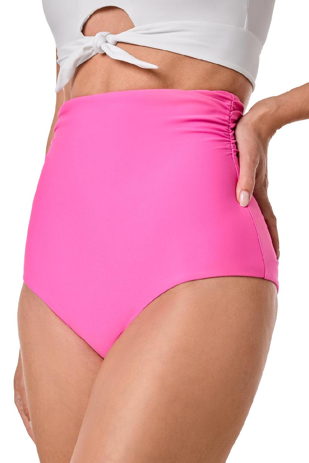 Coolibar Women's Golden Isles Ultra High Rise Swim Bottom | Tulip Pink
