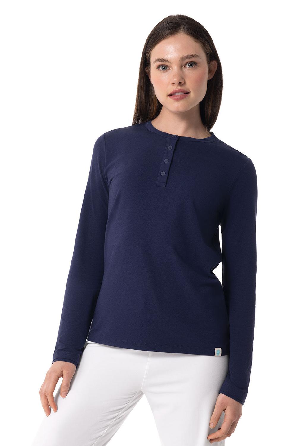 Coolibar Women's Hallandale Long Sleeve Henley | Navy