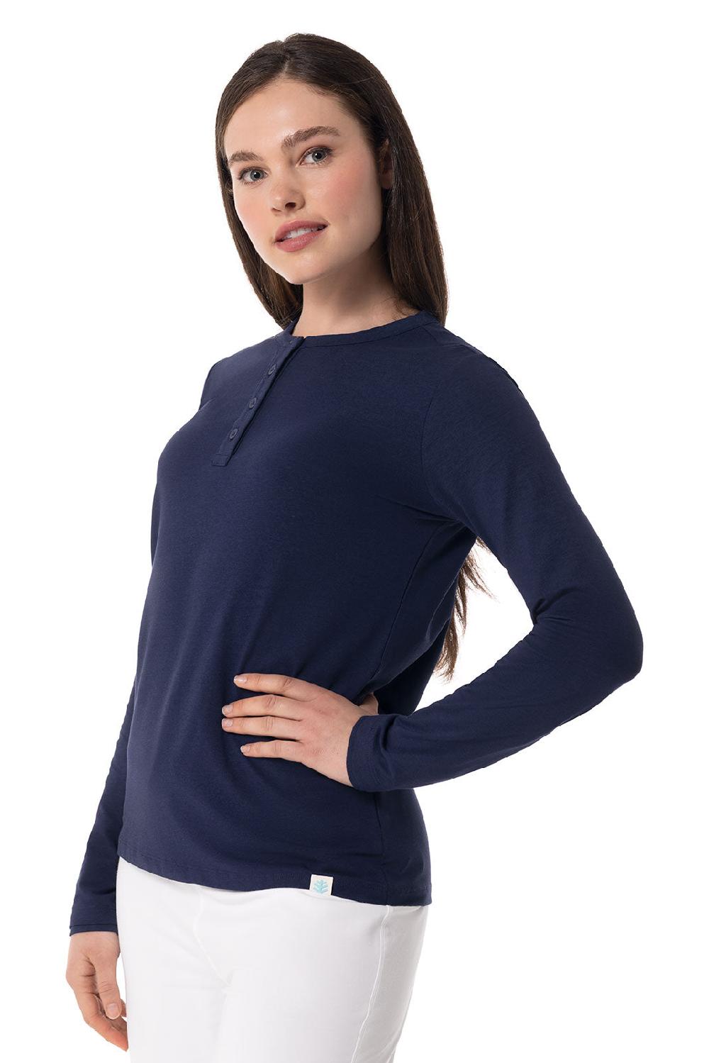 Coolibar Women's Hallandale Long Sleeve Henley | Navy