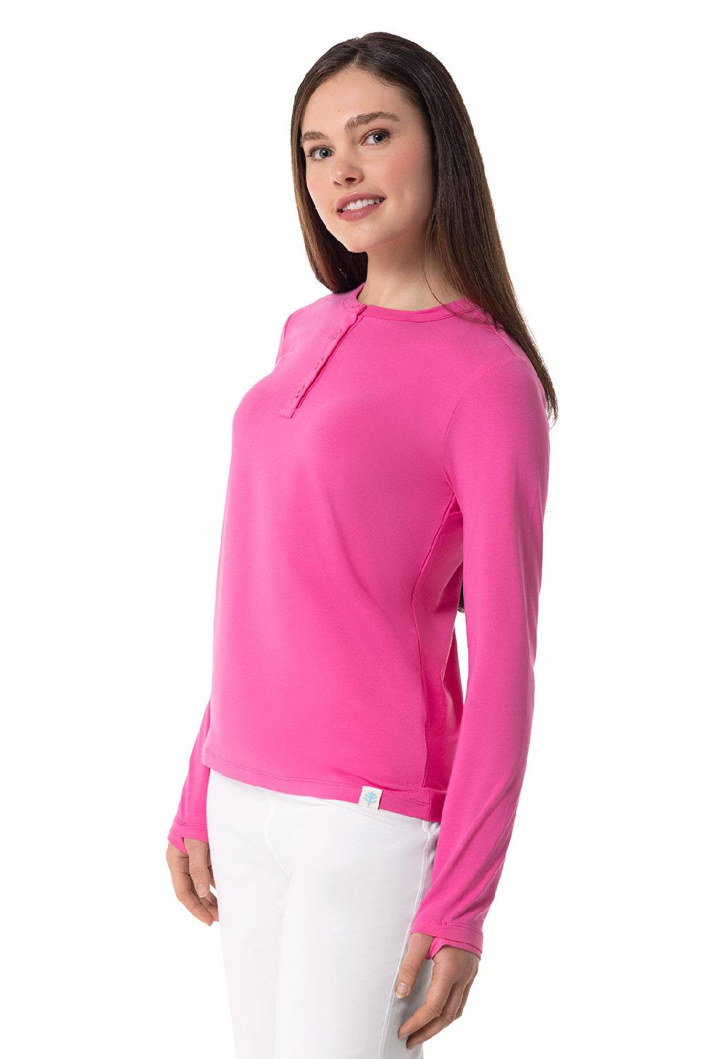 Coolibar Women's Hallandale Long Sleeve Henley | Tulip Pink