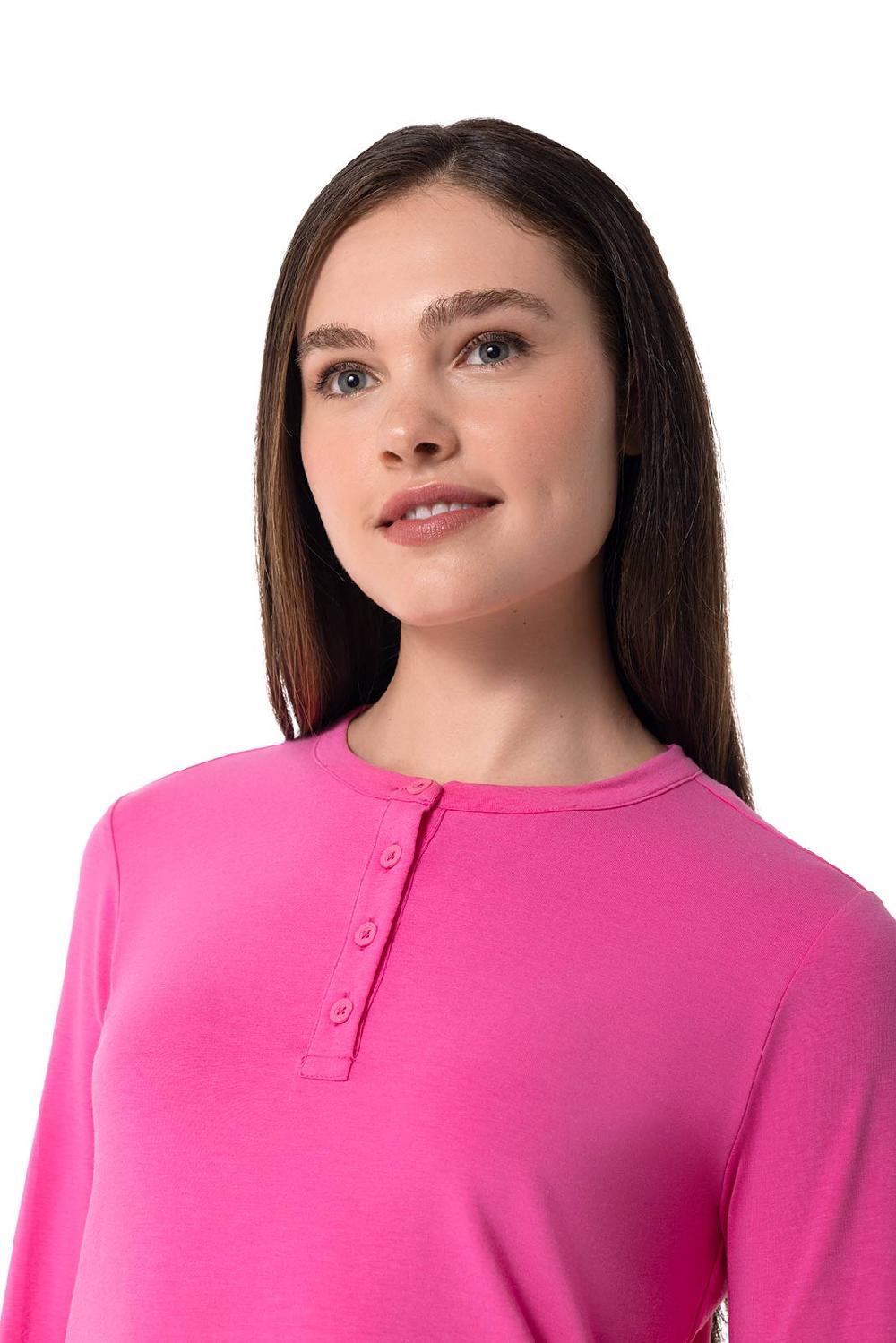 Coolibar Women's Hallandale Long Sleeve Henley | Tulip Pink