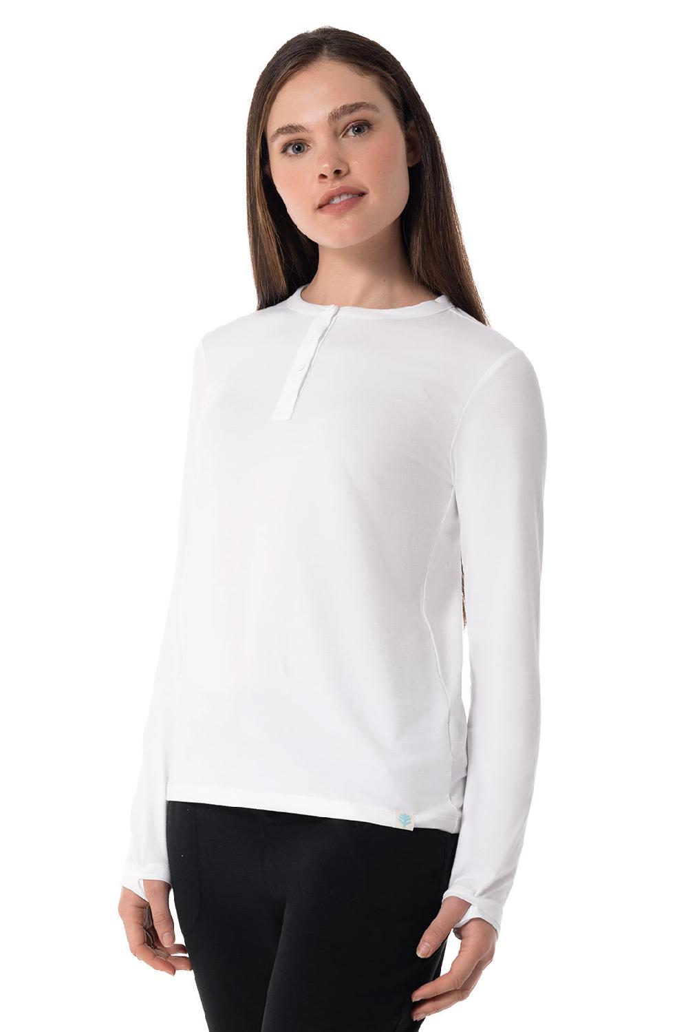 Coolibar Women's Hallandale Long Sleeve Henley | White