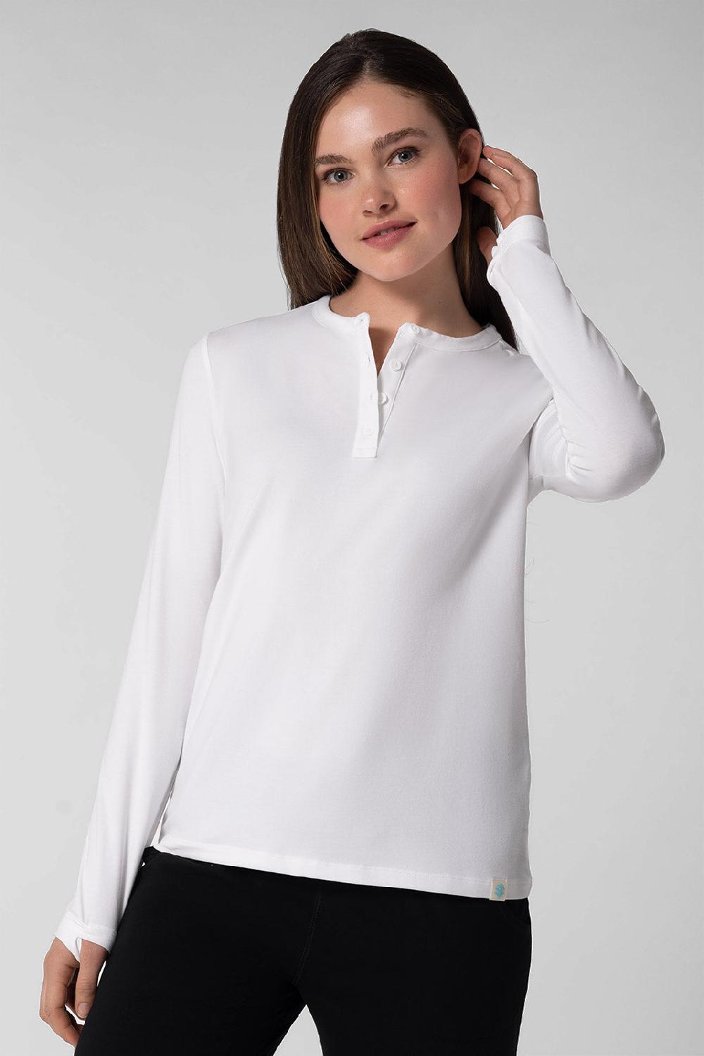 coolibar Women's Hallandale Long Sleeve Henley | White