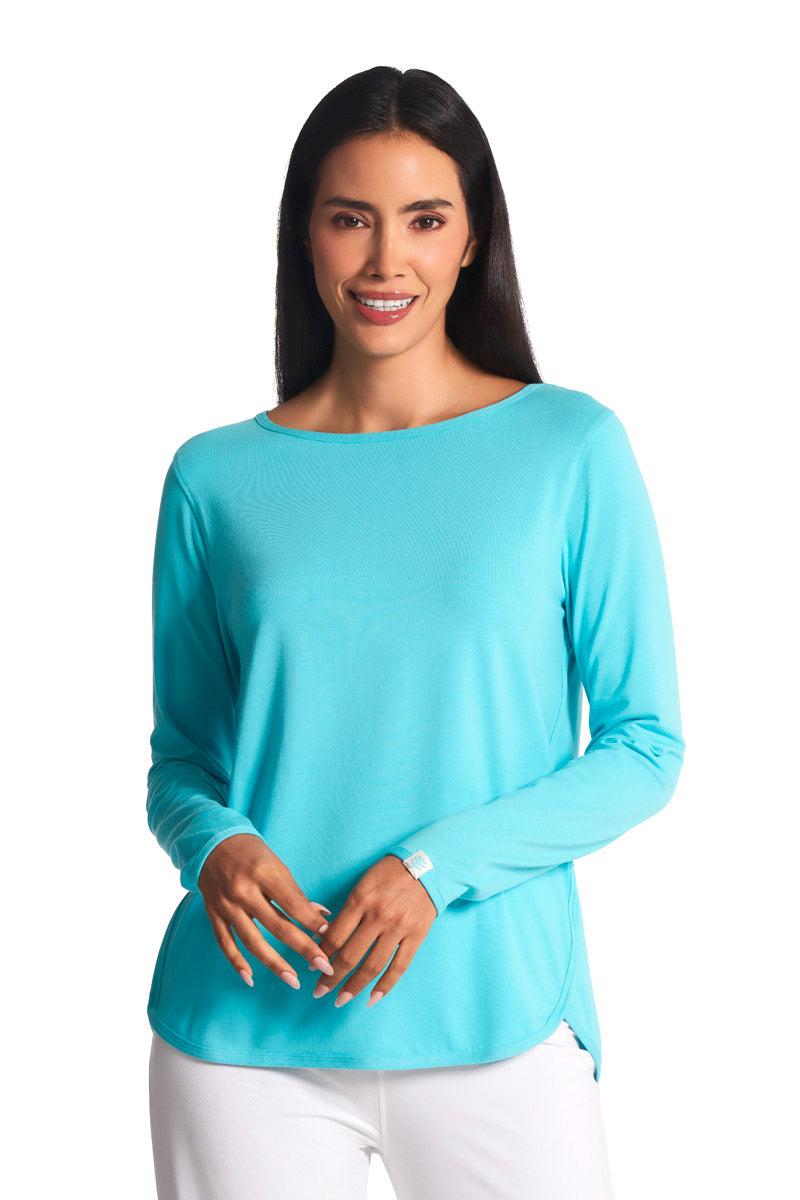 Coolibar Women's Heyday Side Split Shirt | Blue Curacao