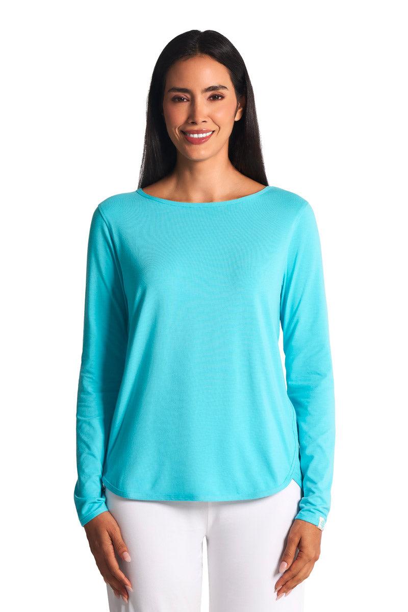 Coolibar Women's Heyday Side Split Shirt | Blue Curacao