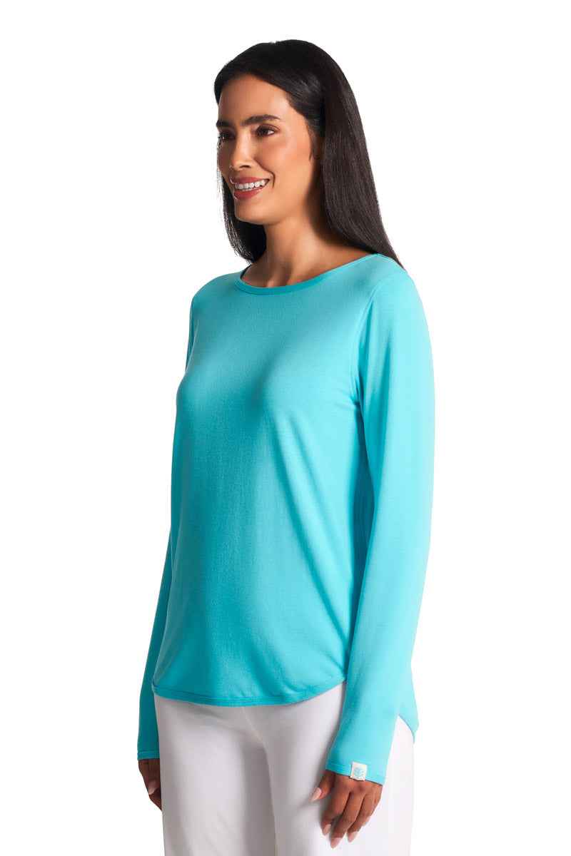 Coolibar Women's Heyday Side Split Shirt | Blue Curacao