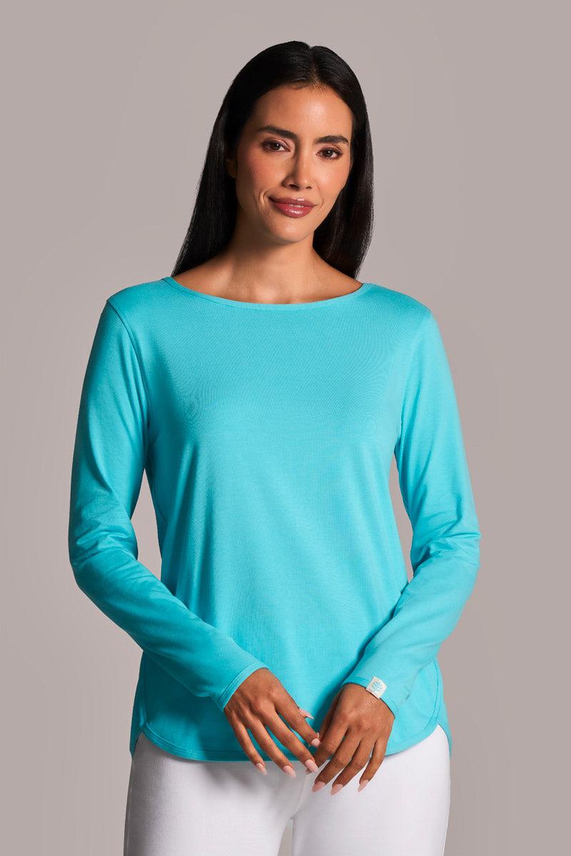 coolibar Women's Heyday Side Split Shirt | Blue Curacao