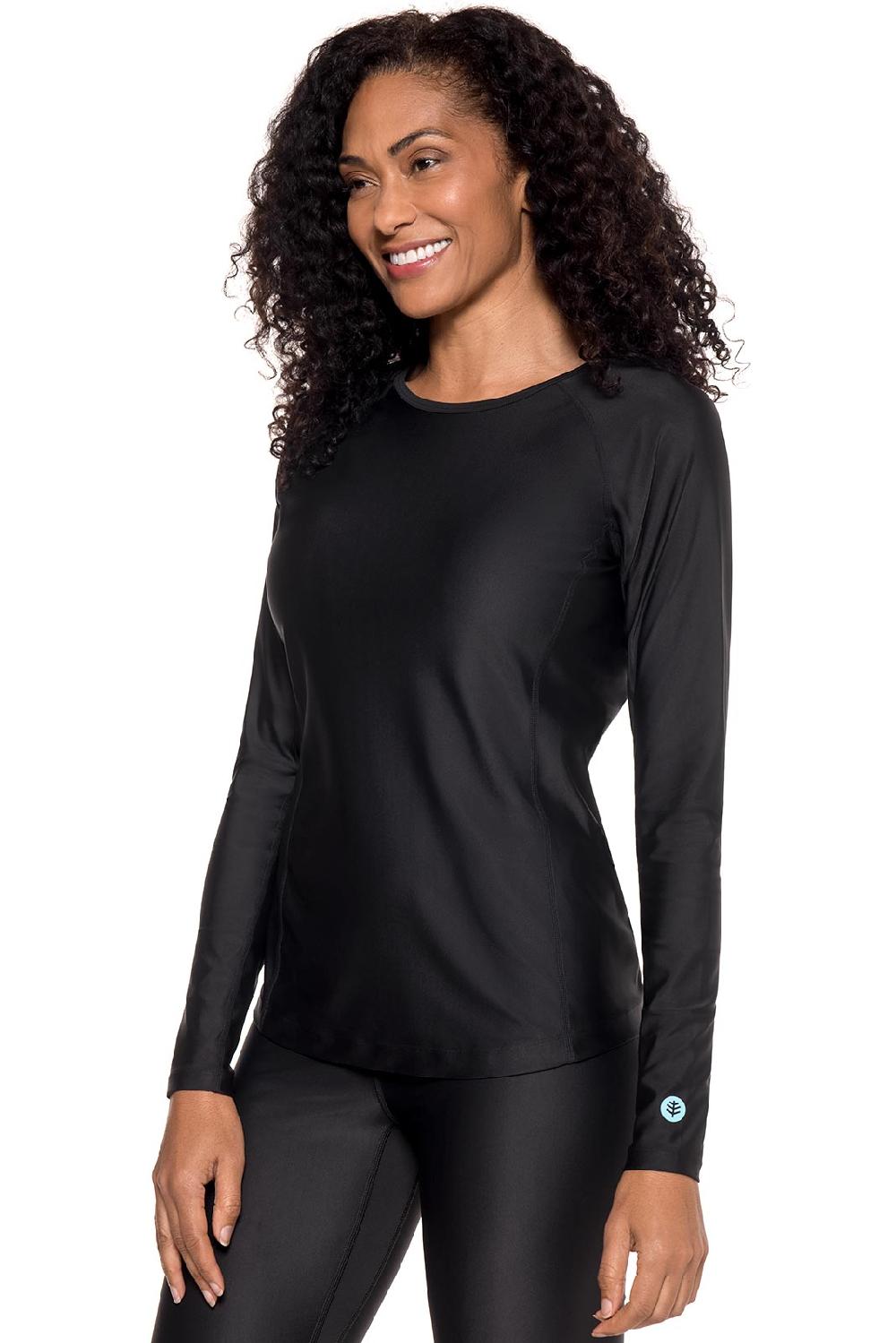 Coolibar Women's Hightide Lite Long Sleeve Swim Shirt | Black