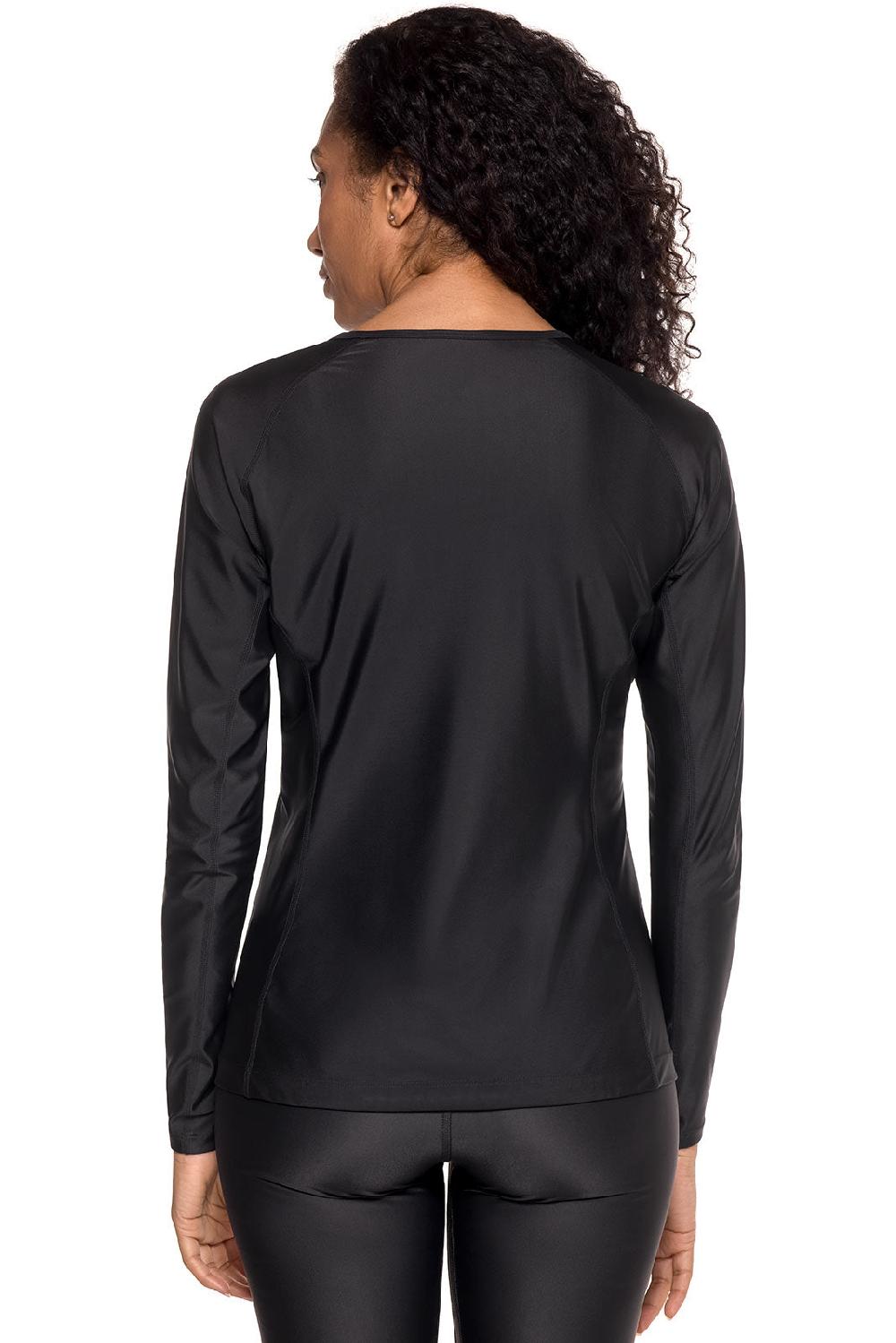 Coolibar Women's Hightide Lite Long Sleeve Swim Shirt | Black