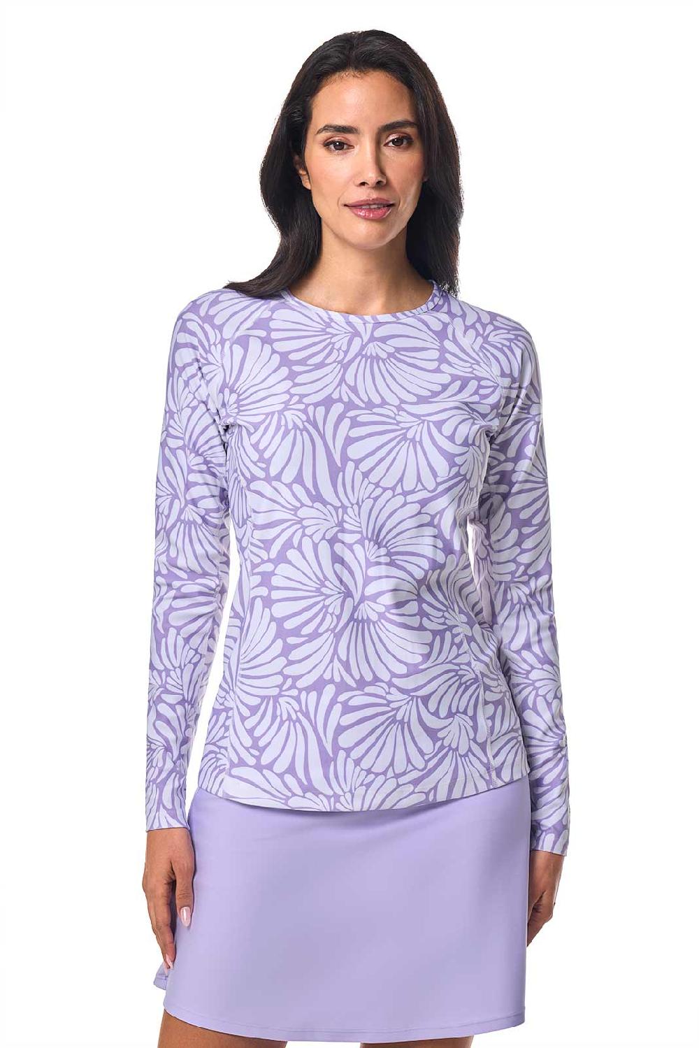 Coolibar Women's Hightide Long Sleeve Swim Shirt | Lavendula Sea Fan