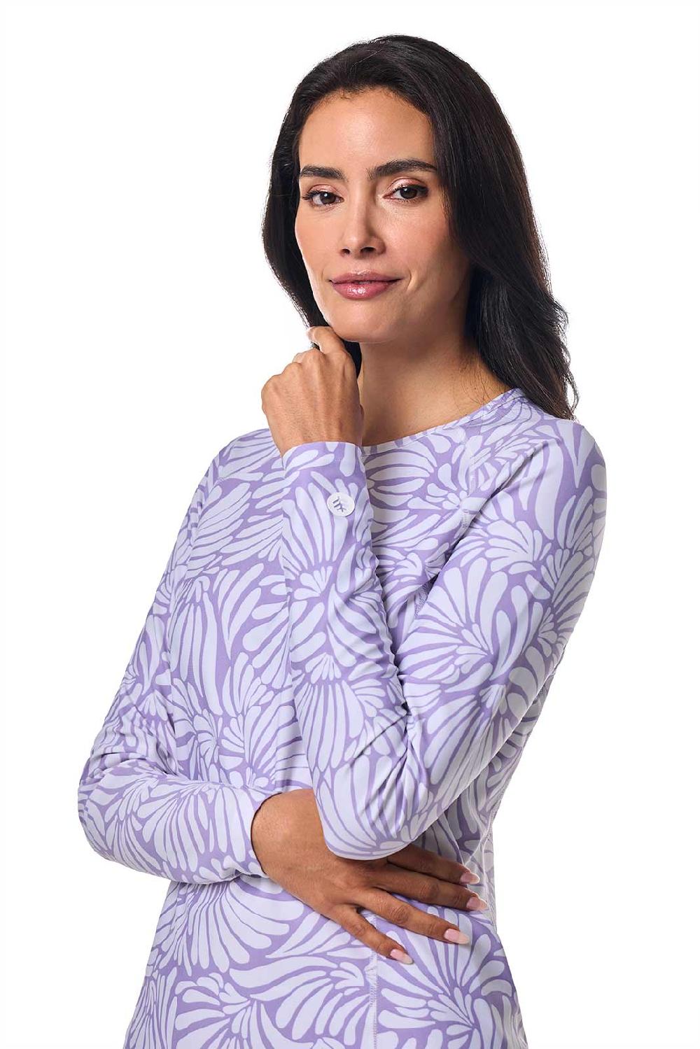 Coolibar Women's Hightide Long Sleeve Swim Shirt | Lavendula Sea Fan