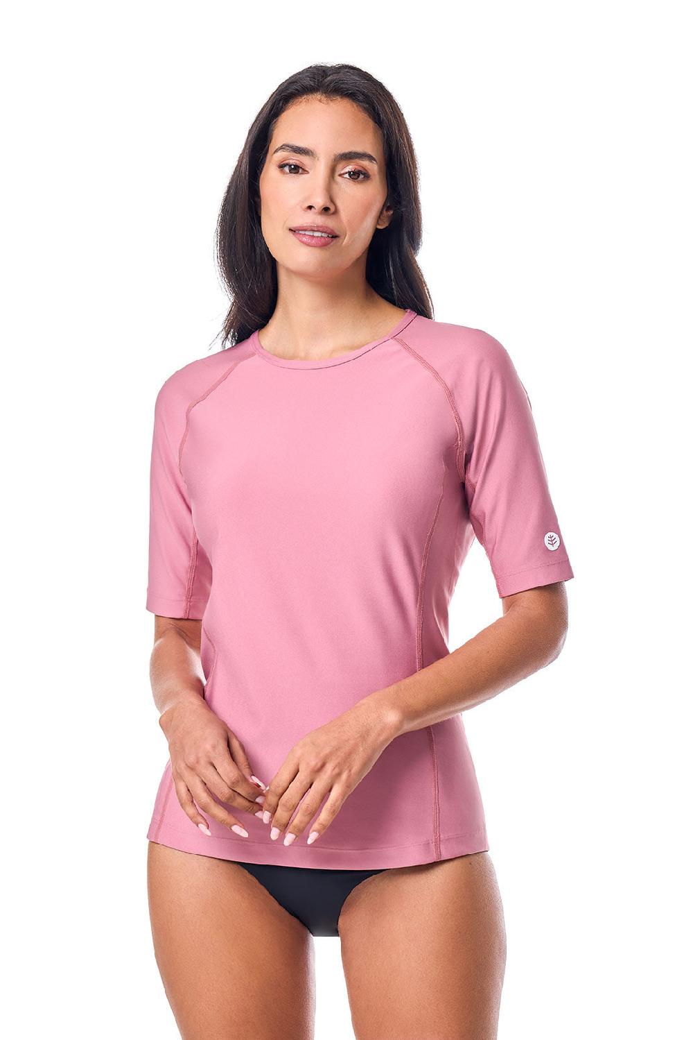 Coolibar Women's Hightide Short Sleeve Swim Shirt | Terracotta Rose