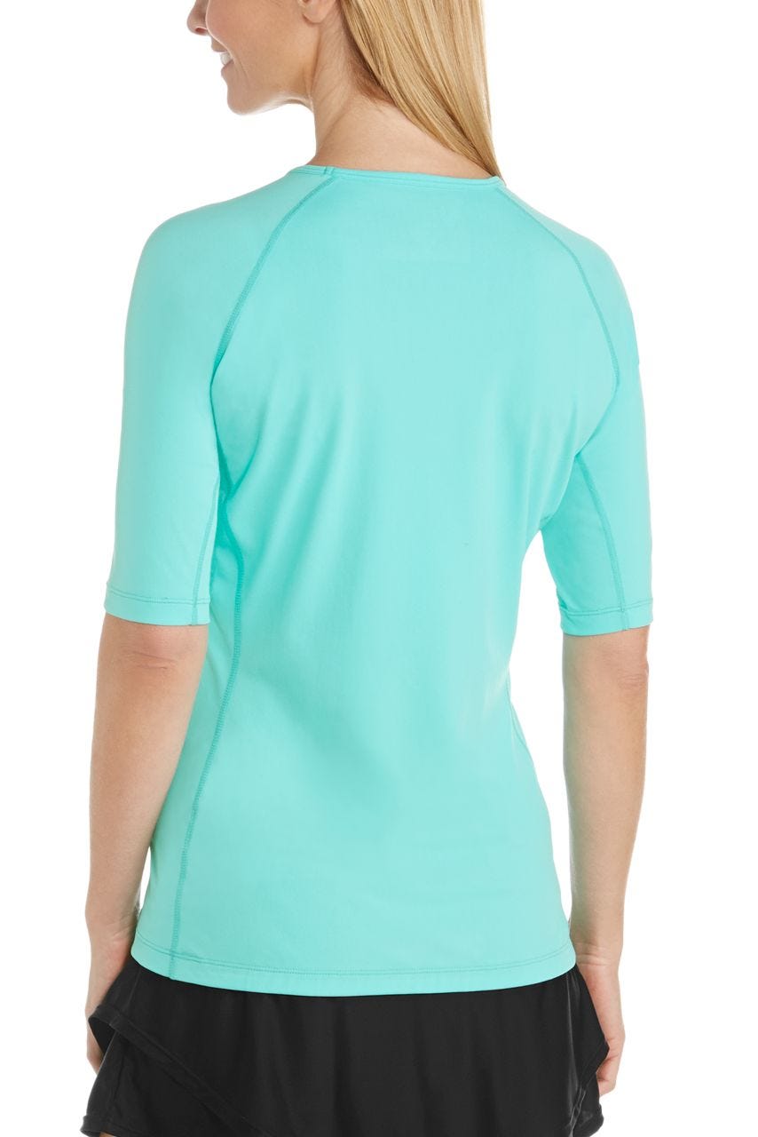 Coolibar Women's Hightide Short Sleeve Swim Shirt | Tropical Mint