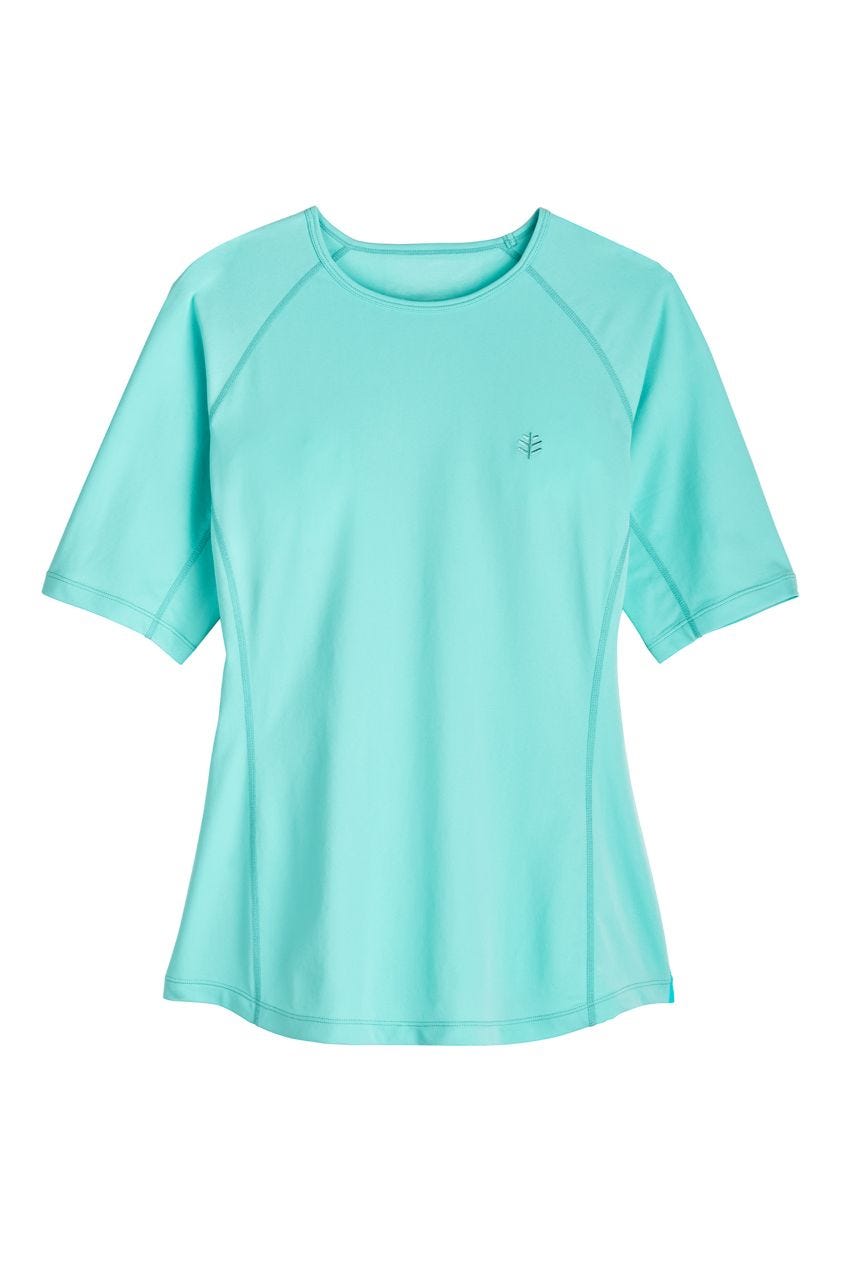 Coolibar Women's Hightide Short Sleeve Swim Shirt | Tropical Mint