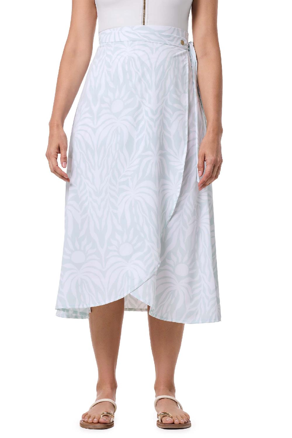 Coolibar Women's Isla Convertible Wrap | Misty Aqua American Palm