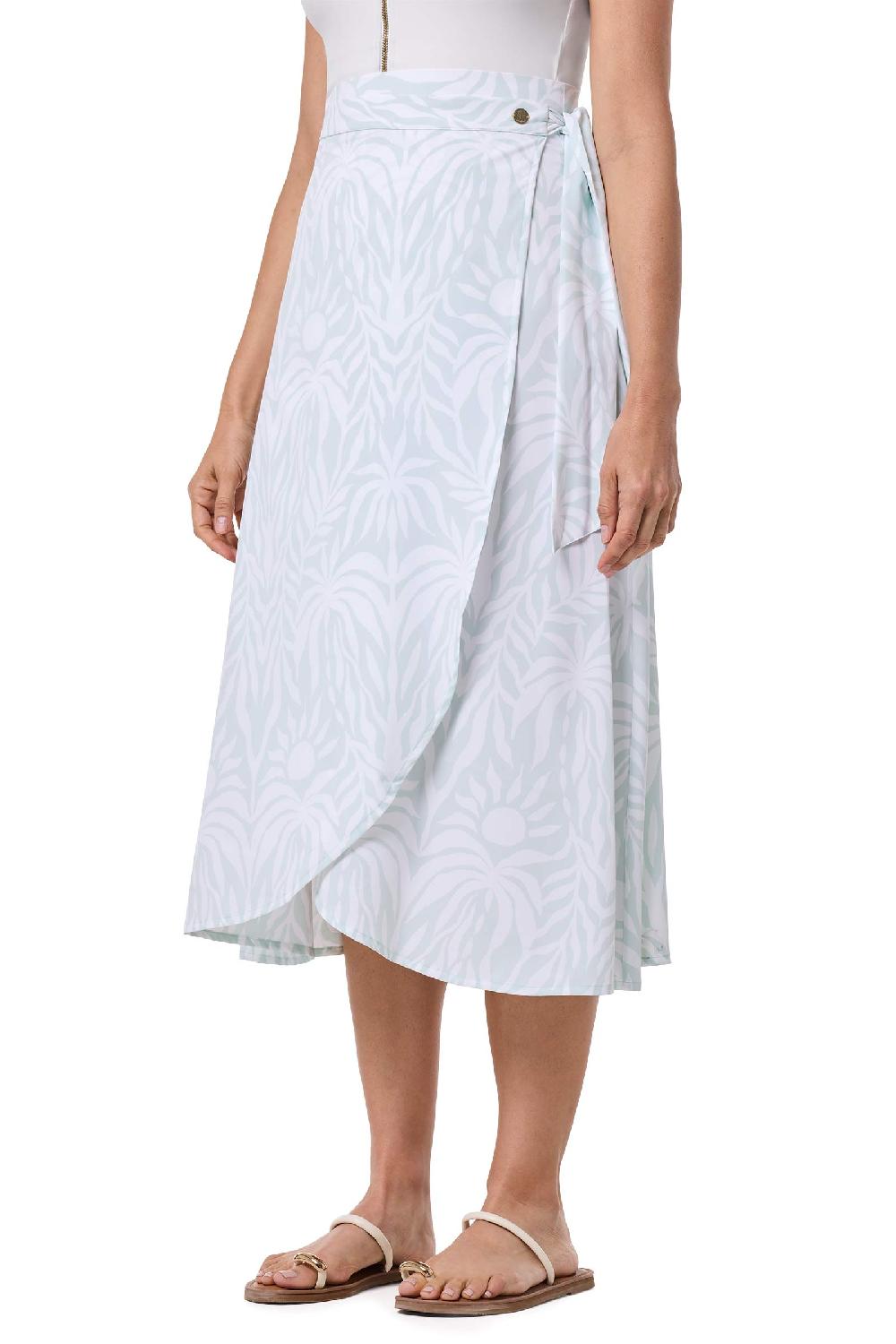 Coolibar Women's Isla Convertible Wrap | Misty Aqua American Palm