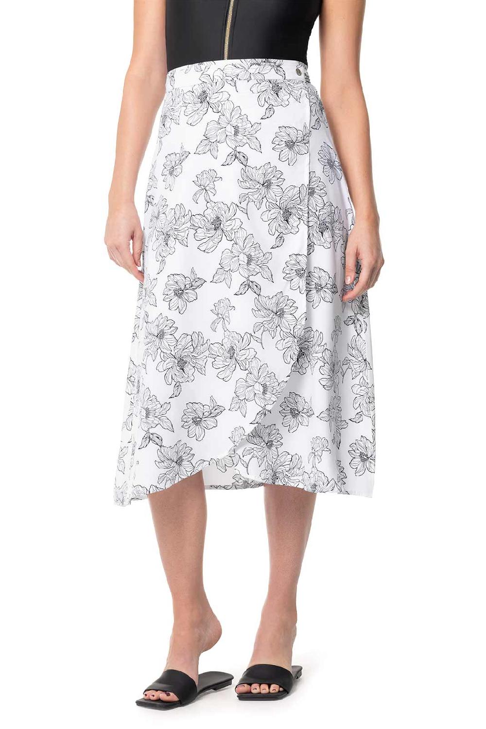 coolibar Women's Isla Convertible Wrap | White/Black Perfect Peony