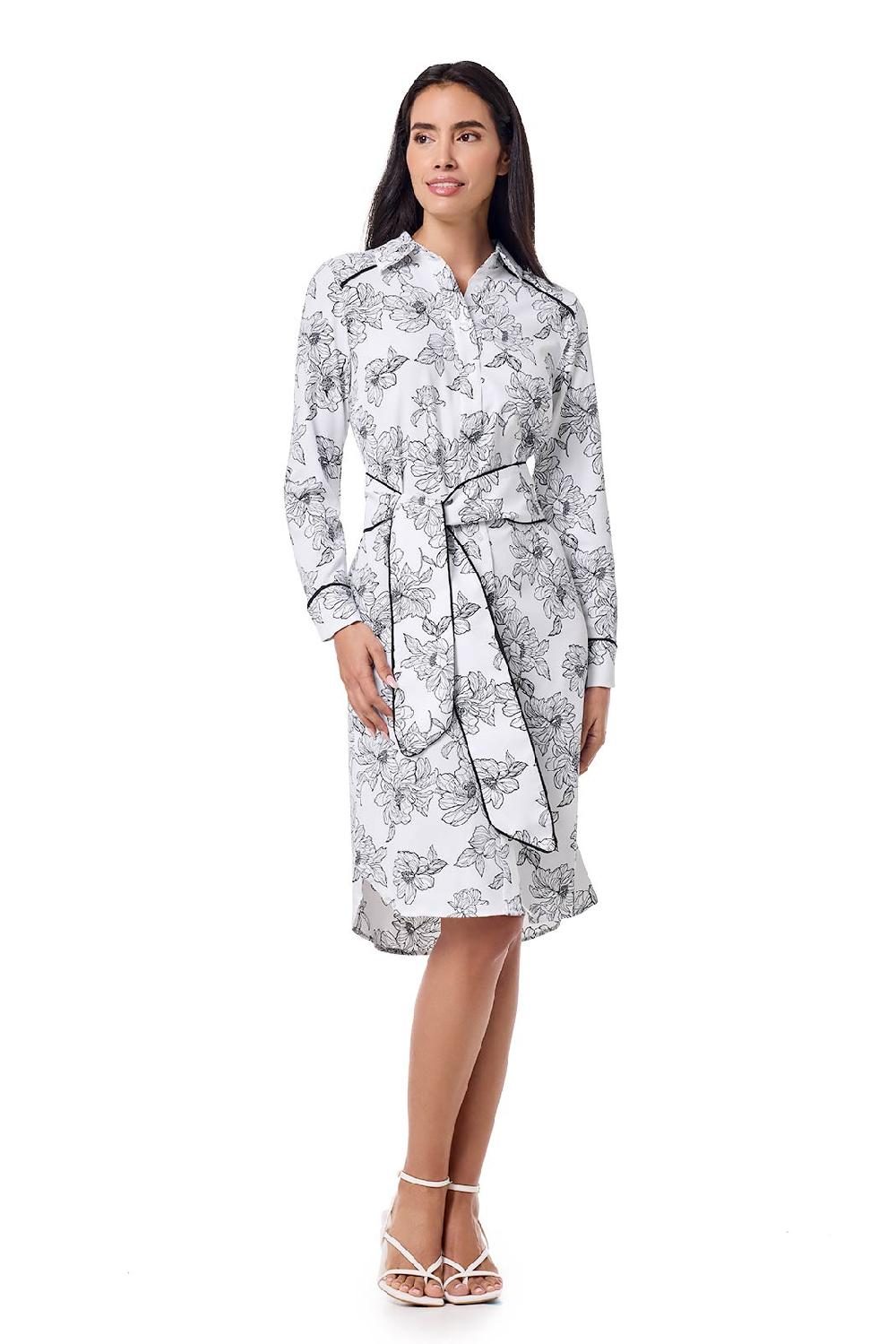 Coolibar Women's Kitts Shirt Dress | White/Black Perfect Peony