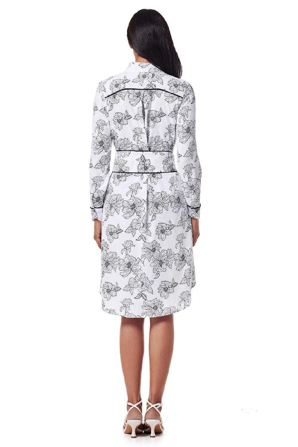 Coolibar Women's Kitts Shirt Dress | White/Black Perfect Peony