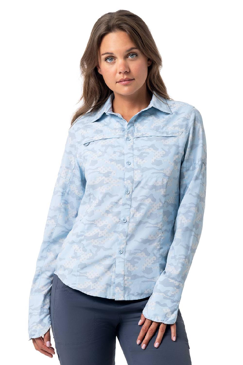 Coolibar Women's Kodia Fishing Shirt | Skyride Coastal Camo