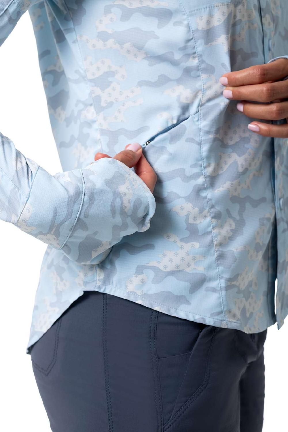 Coolibar Women's Kodia Fishing Shirt | Skyride Coastal Camo