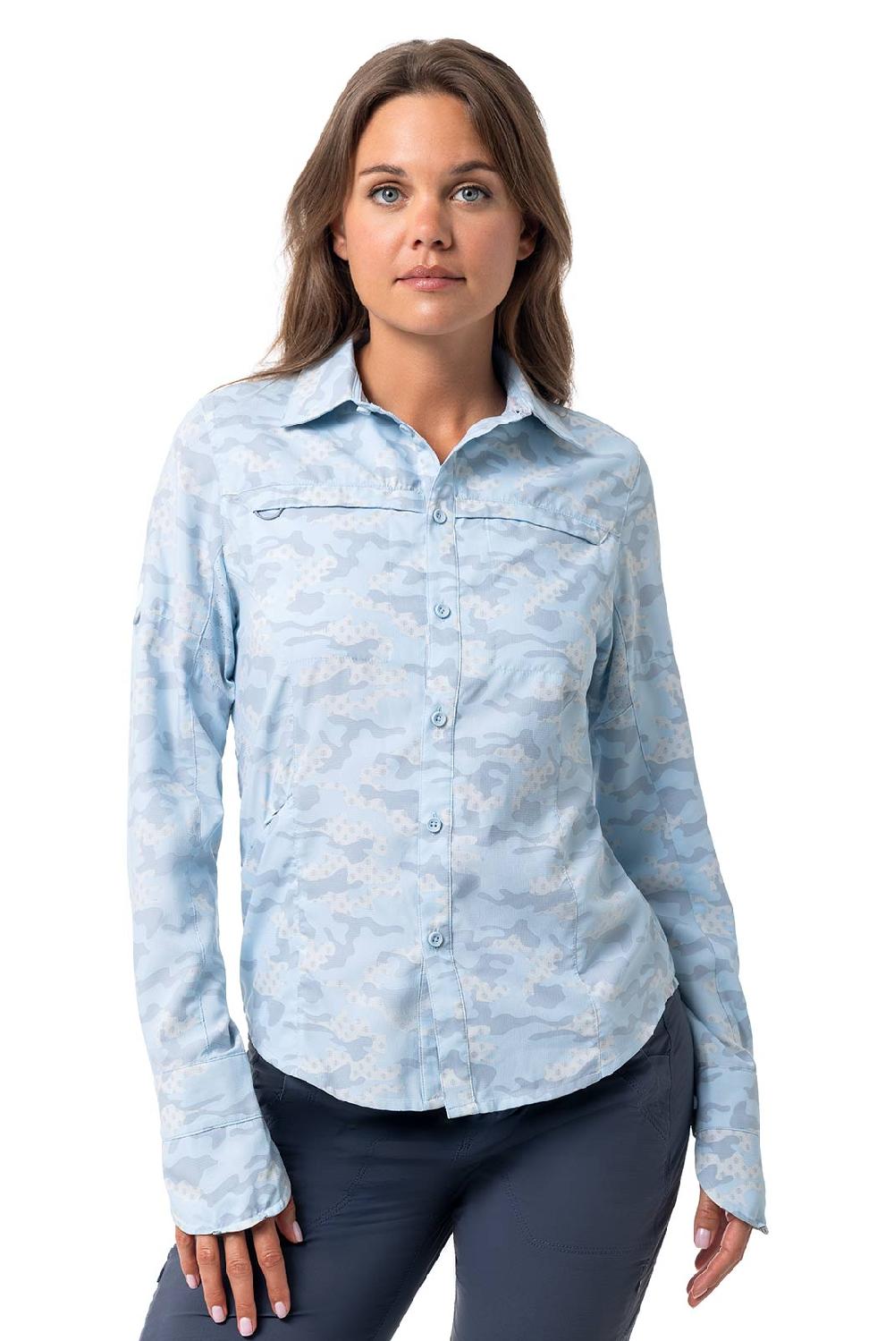 coolibar Women's Kodia Fishing Shirt | Skyride Coastal Camo