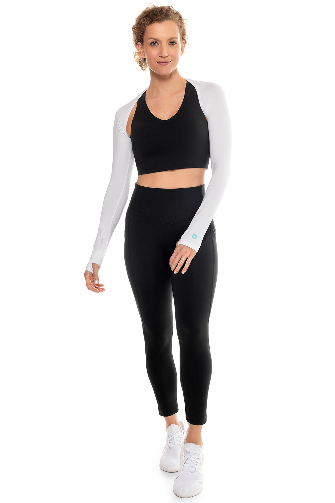 coolibar Women's Larix Shoulder Wrap UV Sleeves | White