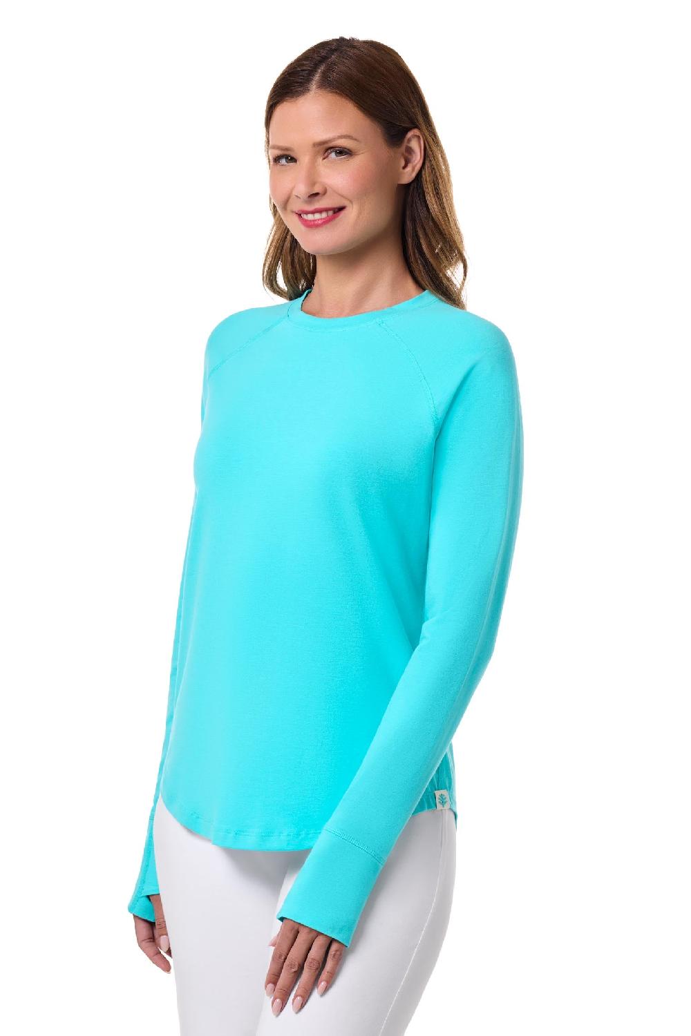 Coolibar Women's LumaLeo Long Sleeve T-Shirt | Blue Curacao