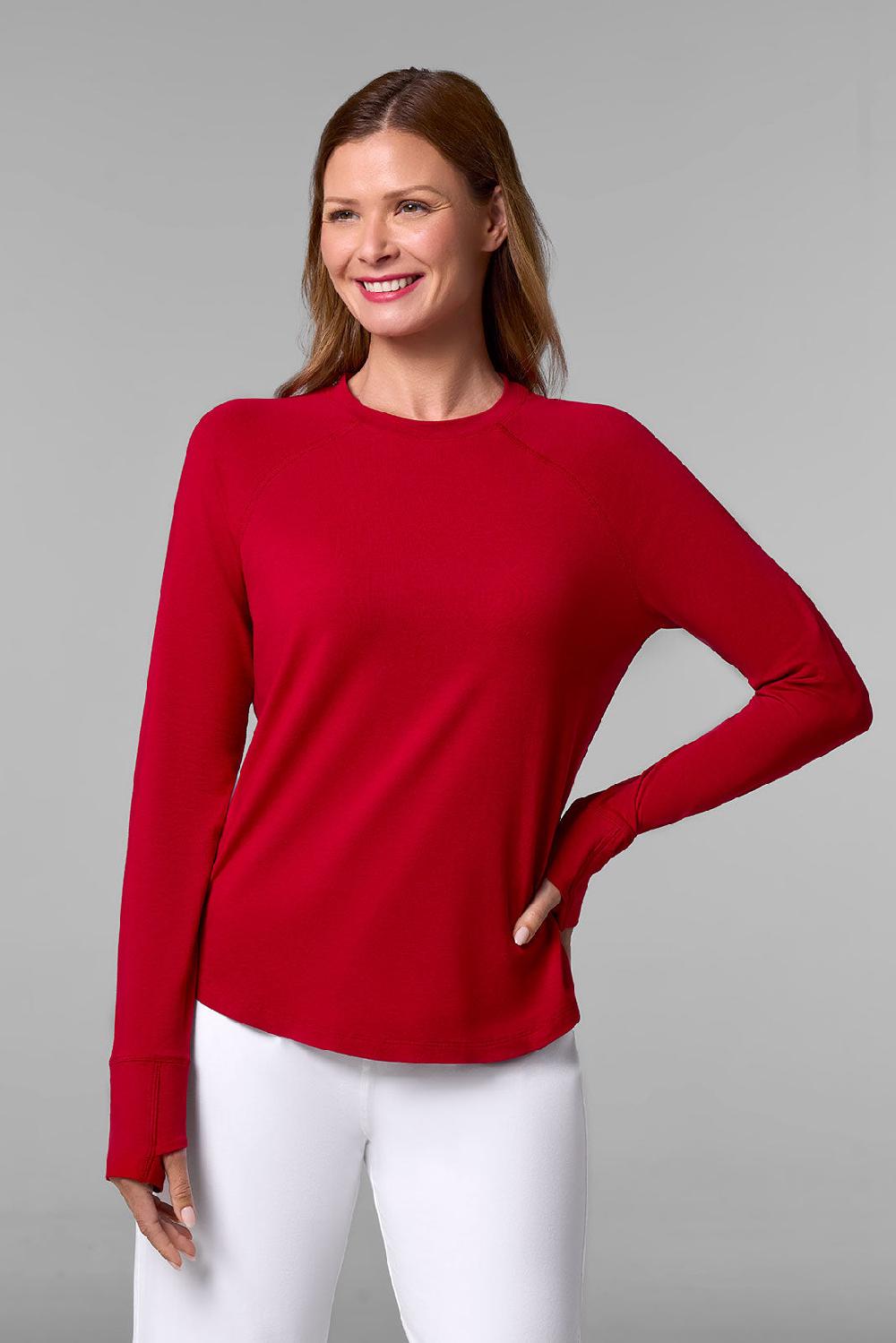 coolibar Women's LumaLeo Long Sleeve T-Shirt | Cherry
