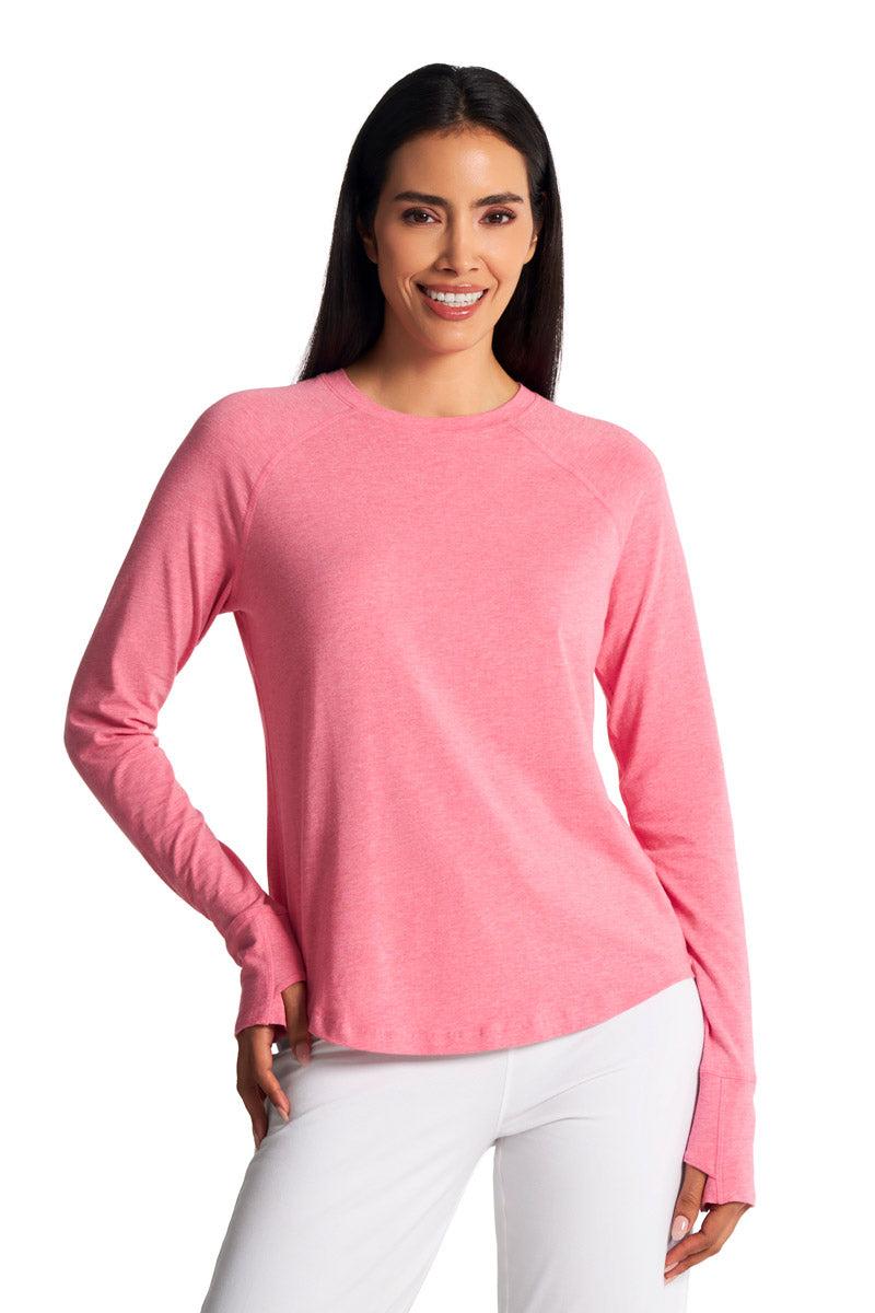 Coolibar Women's LumaLeo Long Sleeve T-Shirt | Flamingo Pink Heather