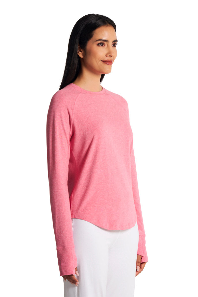 Coolibar Women's LumaLeo Long Sleeve T-Shirt | Flamingo Pink Heather