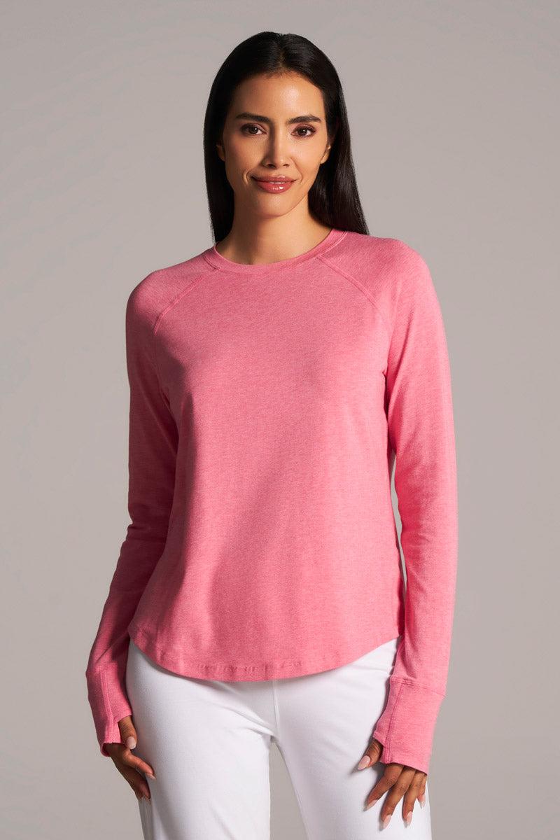 coolibar Women's LumaLeo Long Sleeve T-Shirt | Flamingo Pink Heather
