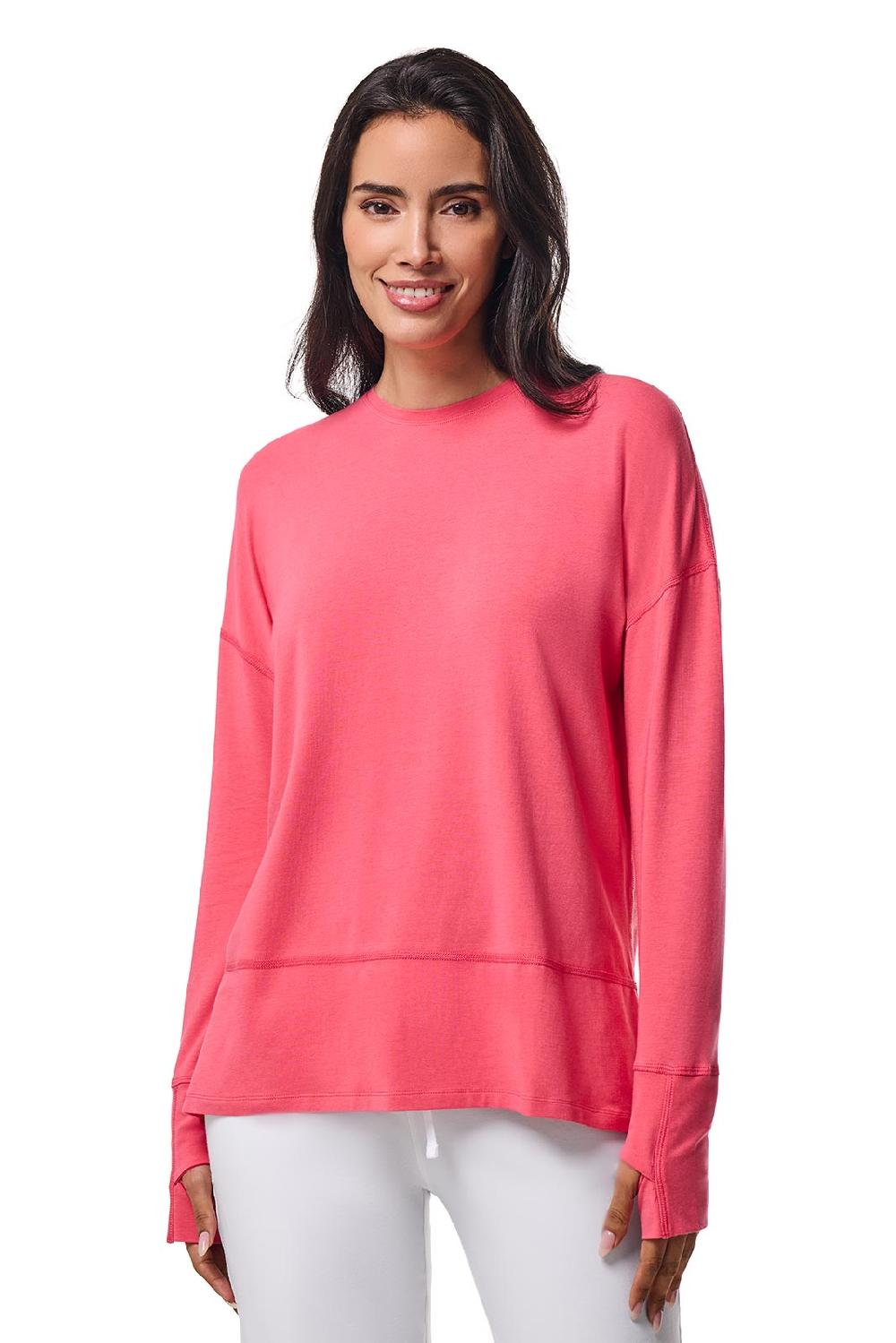 Coolibar Women's LumaLeo Relaxed T-Shirt | Sunkist Coral
