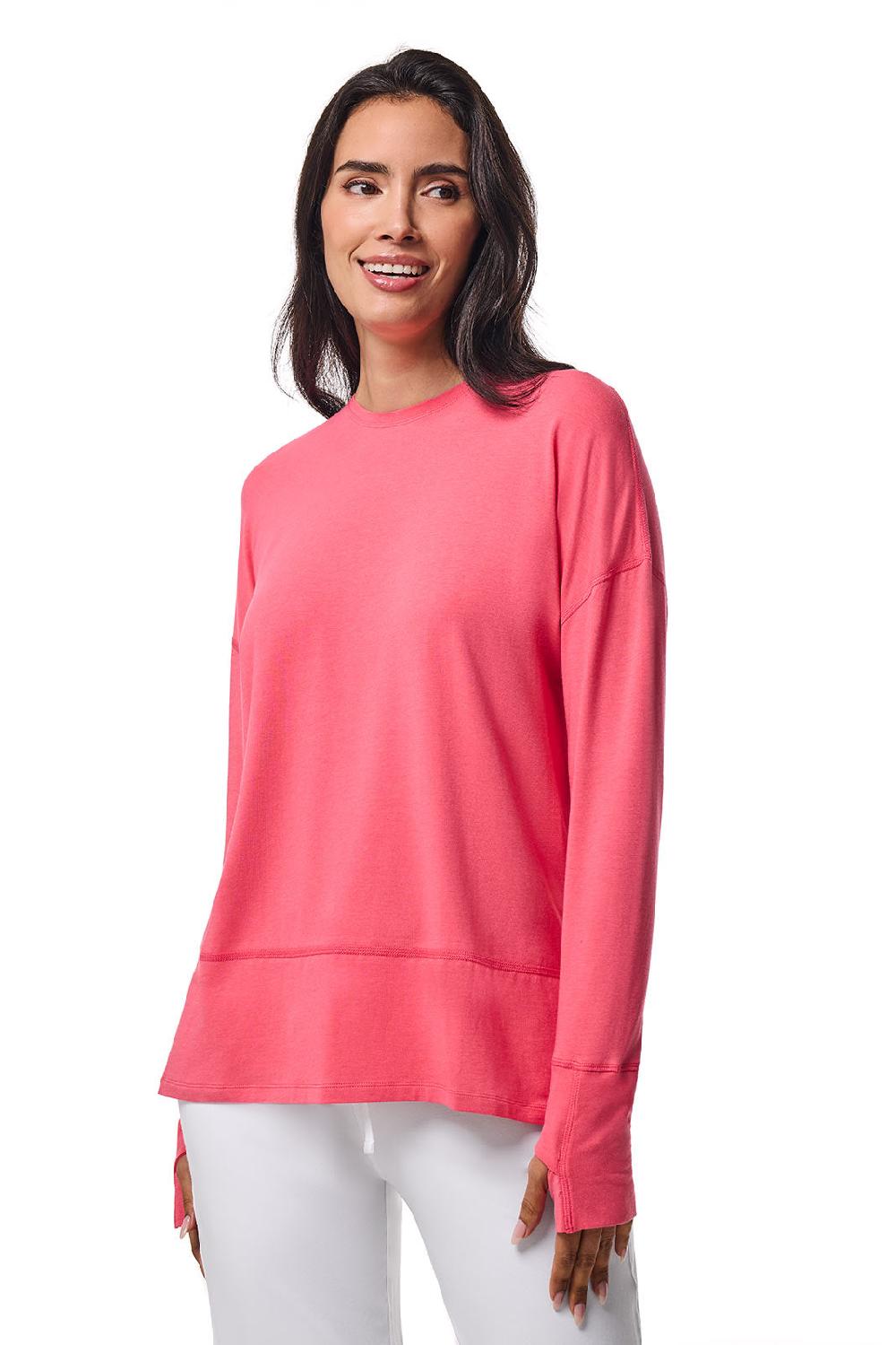 Coolibar Women's LumaLeo Relaxed T-Shirt | Sunkist Coral