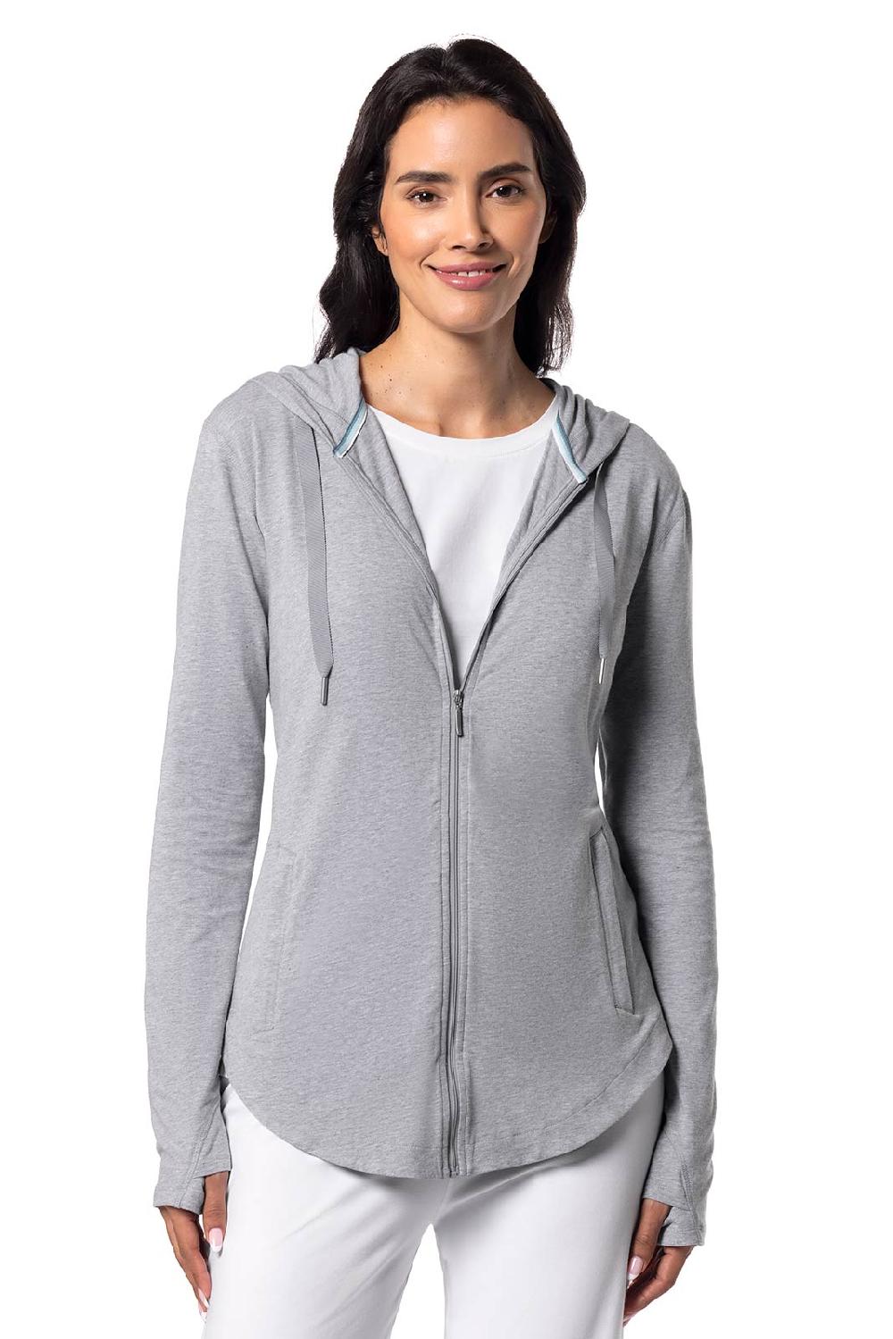 Coolibar Women's LumaLeo Zip-Up Hoodie | Grey Heather