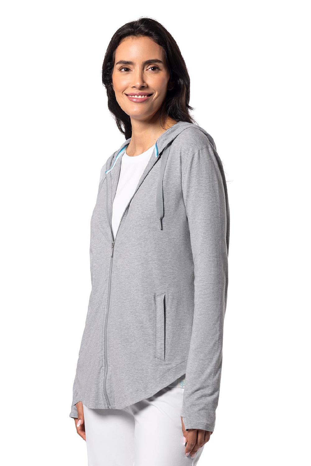 Coolibar Women's LumaLeo Zip-Up Hoodie | Grey Heather