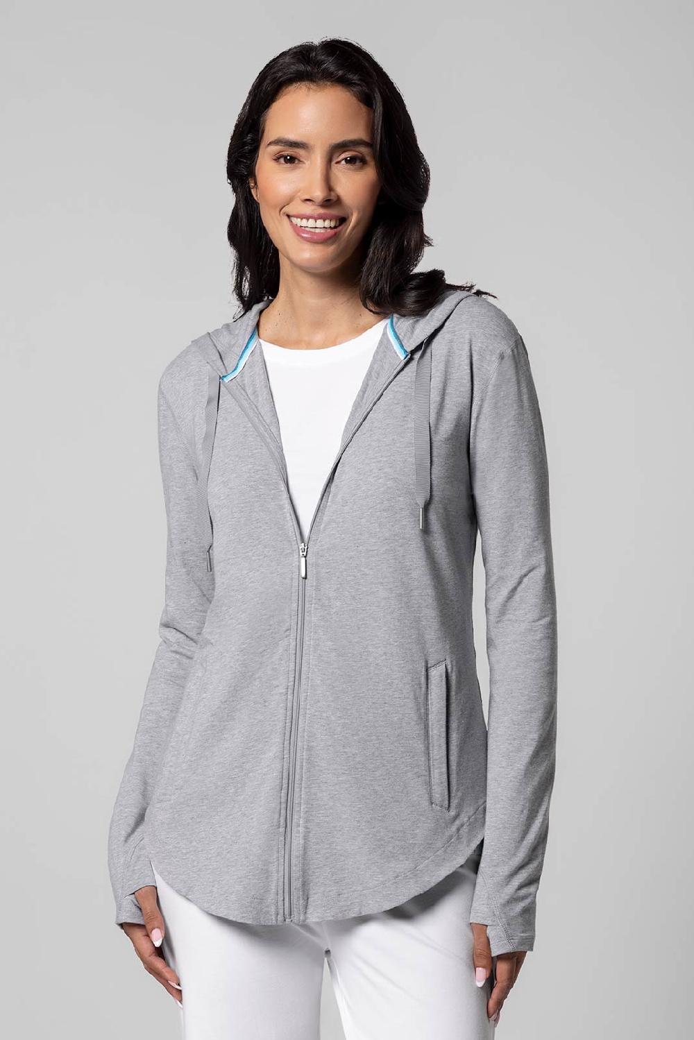 coolibar Women's LumaLeo Zip-Up Hoodie | Grey Heather
