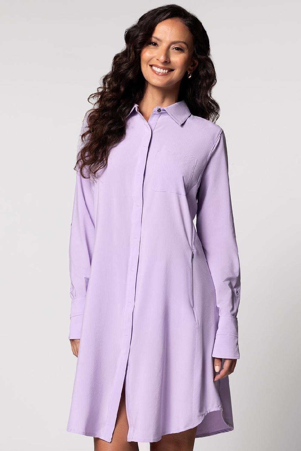 coolibar Women's Malta Travel Dress | Lavendula Stripe