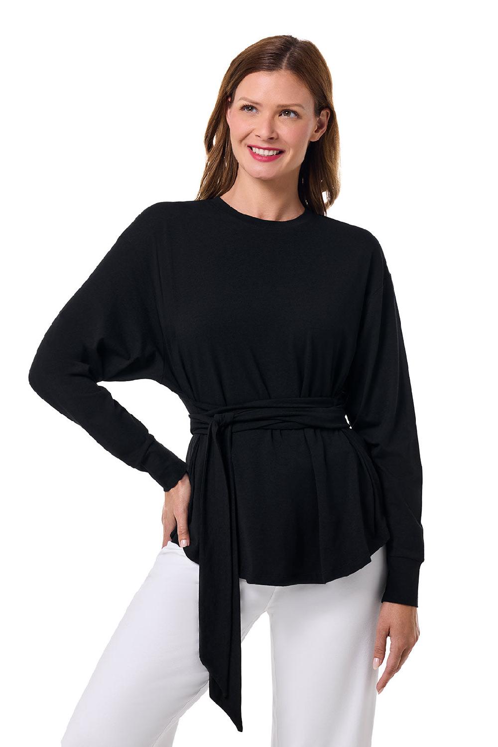 Coolibar Women's Merrick Long Sleeve Tie Shirt | Black