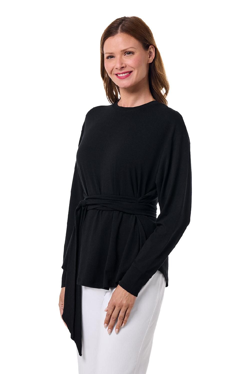 Coolibar Women's Merrick Long Sleeve Tie Shirt | Black