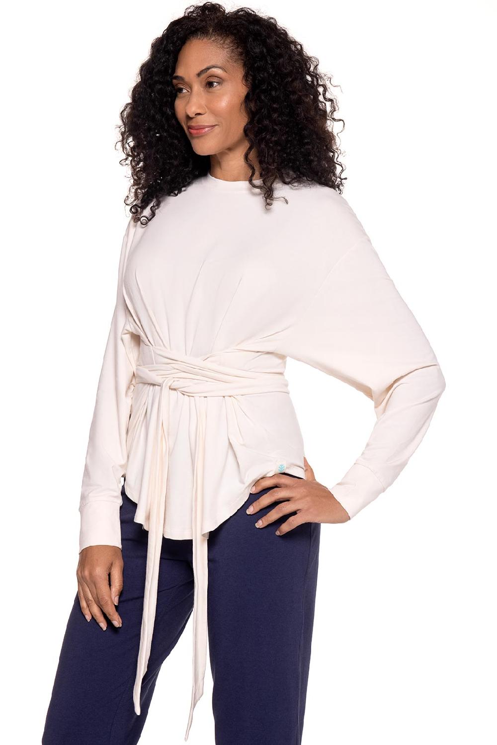 Coolibar Women's Merrick Long Sleeve Tie Shirt | Pearl