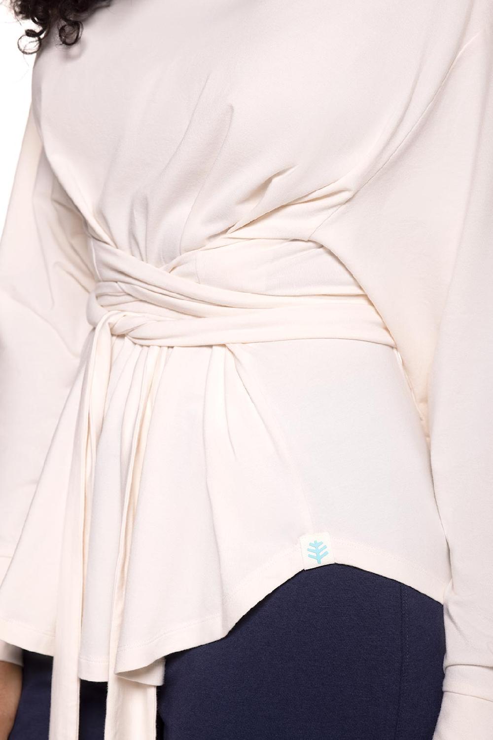 Coolibar Women's Merrick Long Sleeve Tie Shirt | Pearl