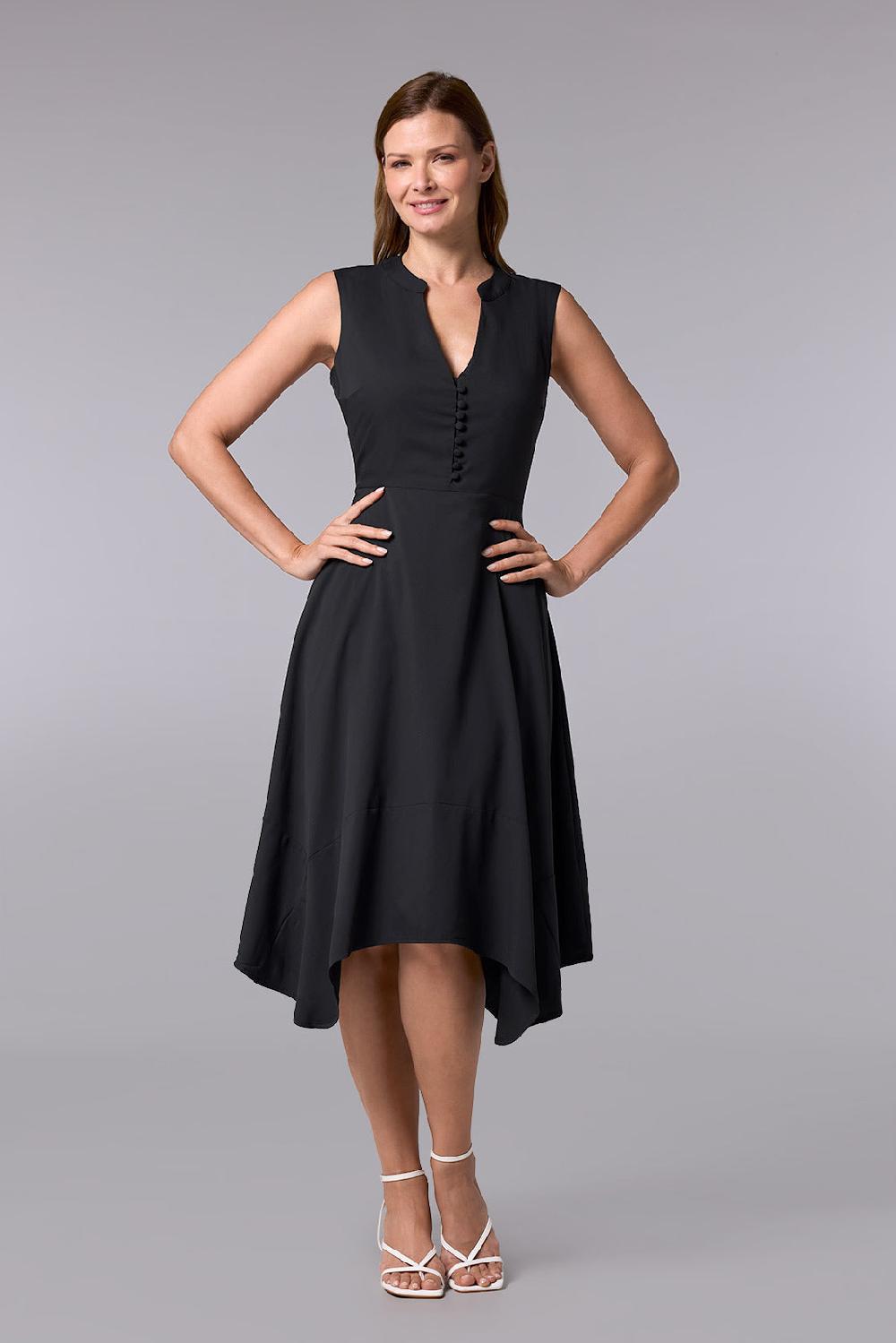 coolibar Women's Monroe Button Front Midi Dress | Black