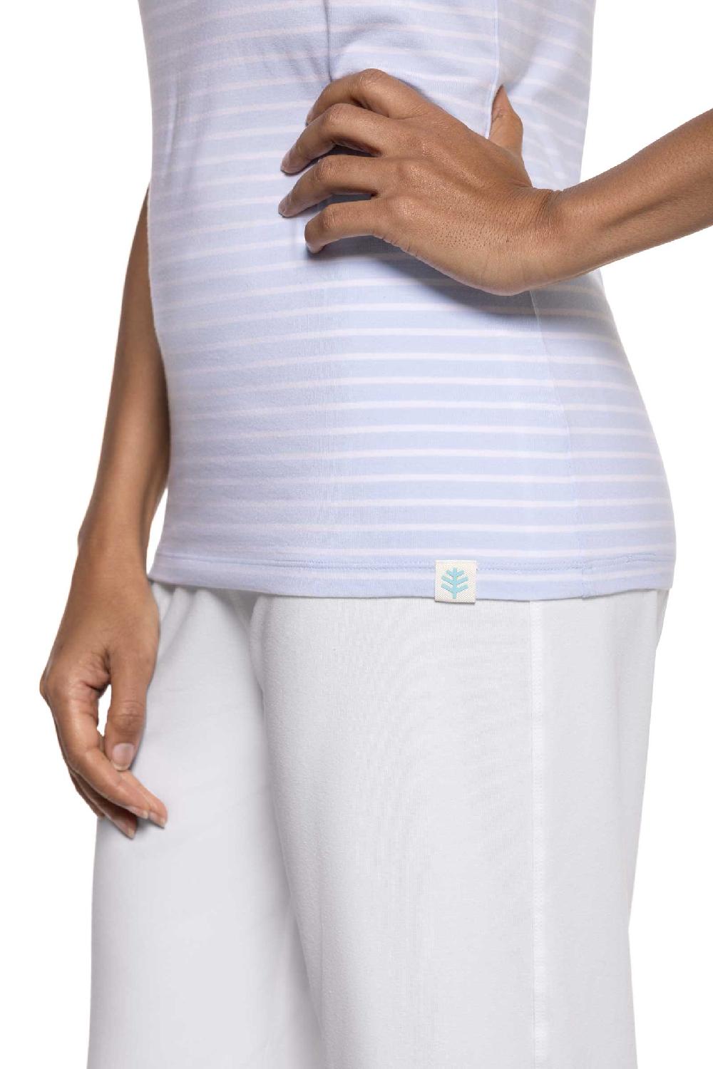 Coolibar Women's Morada Everyday Basic Tank | Skyride/White Stripe