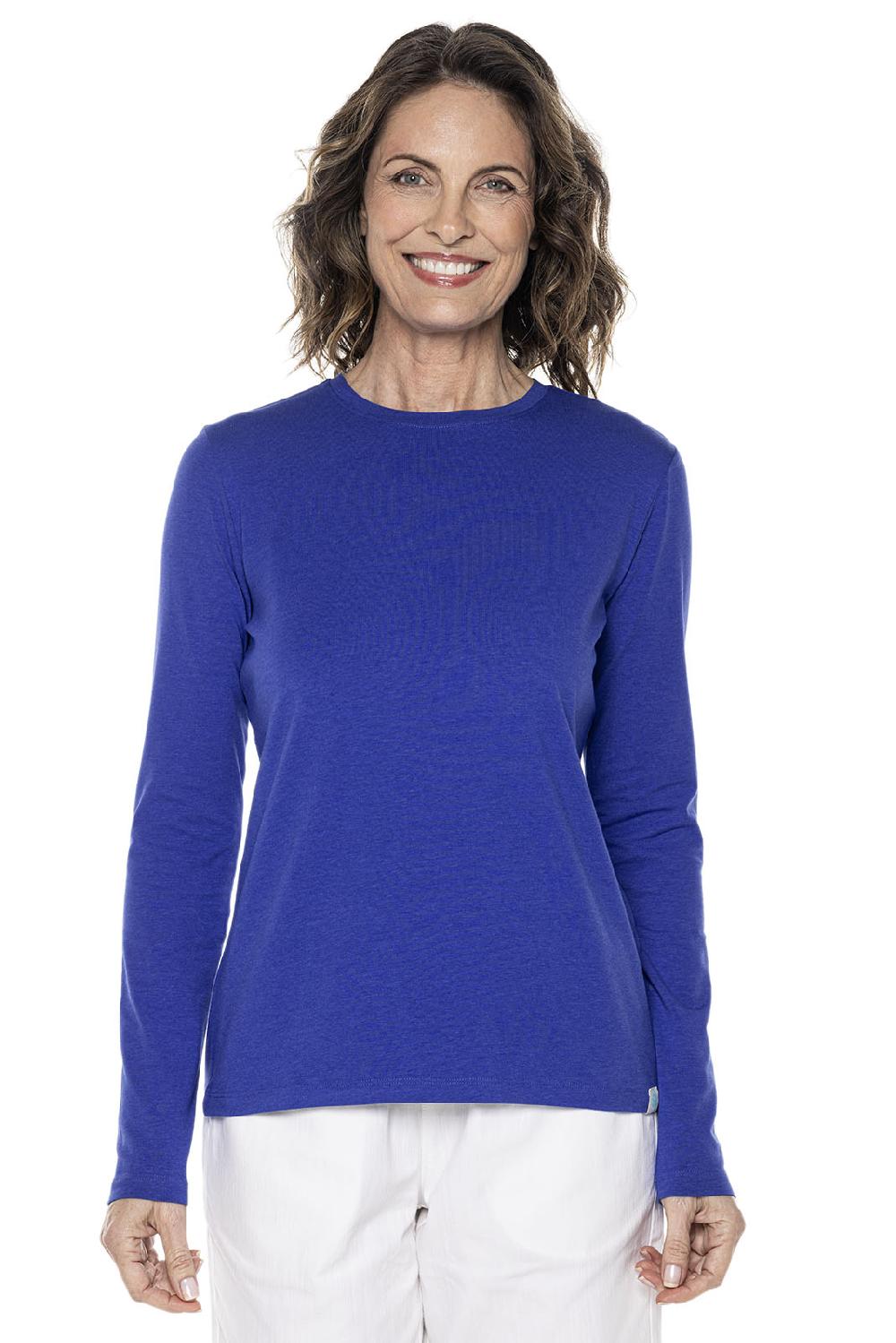 coolibar Women's Morada Everyday Long Sleeve T-Shirt | Baja Blue
